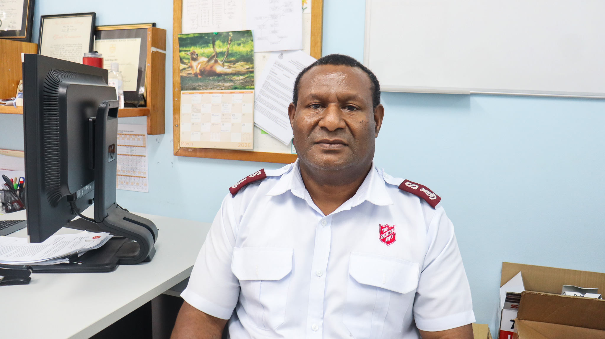 Major Steven Lavaki in Salvation Army uniform