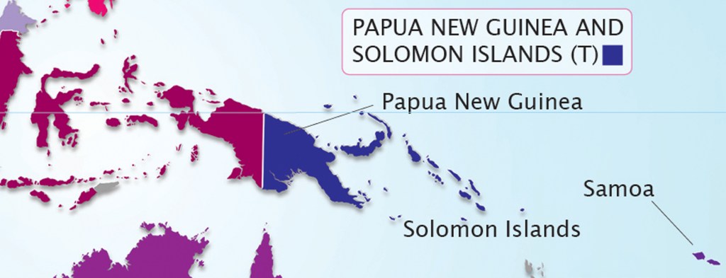 A map showing Papua New Guinea